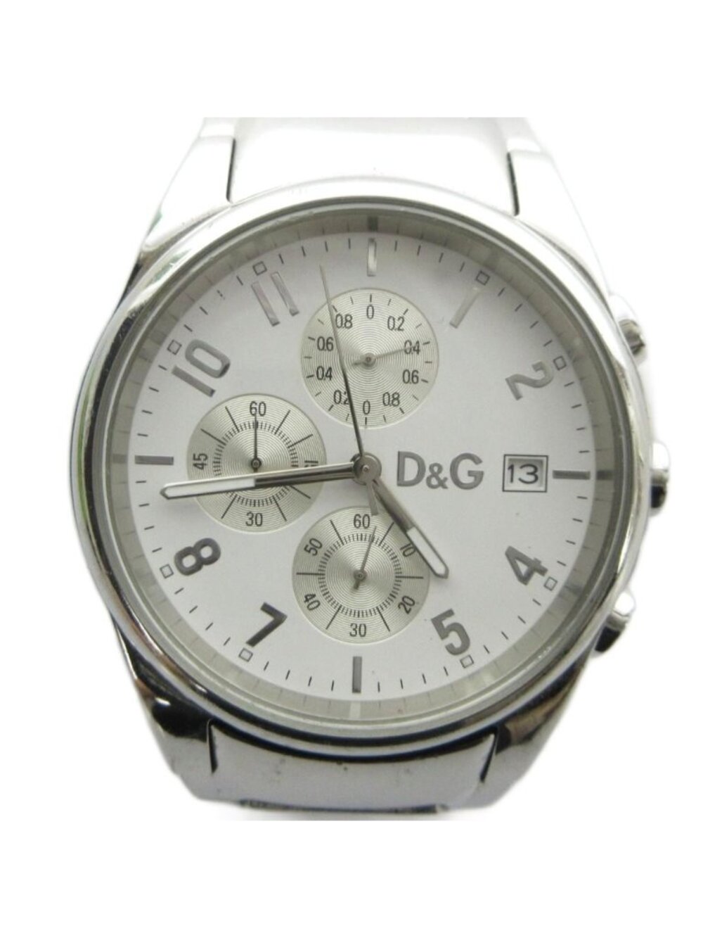 Dolce & Gabbana D&G Watch Quartz Chronograph Carre Date White Dial Silver